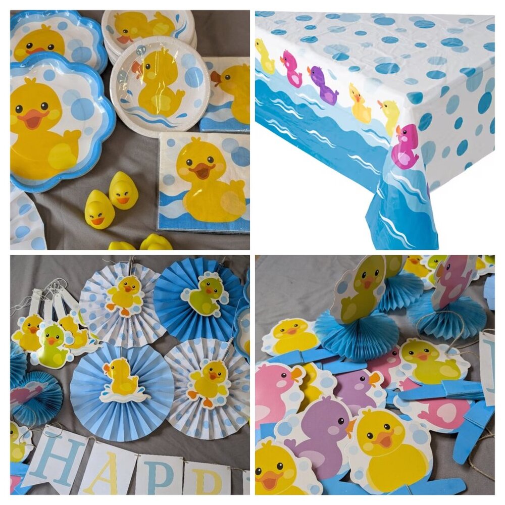 Rubber Duck Party Decorations, Yellow Duckie, Banner, Plates, 1st Birthday